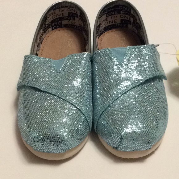 Toms tiny classic turquoise glitter size 11T - Picture 7 of 8